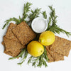Rosemary and lemon knekkebrød crispbread flat lay