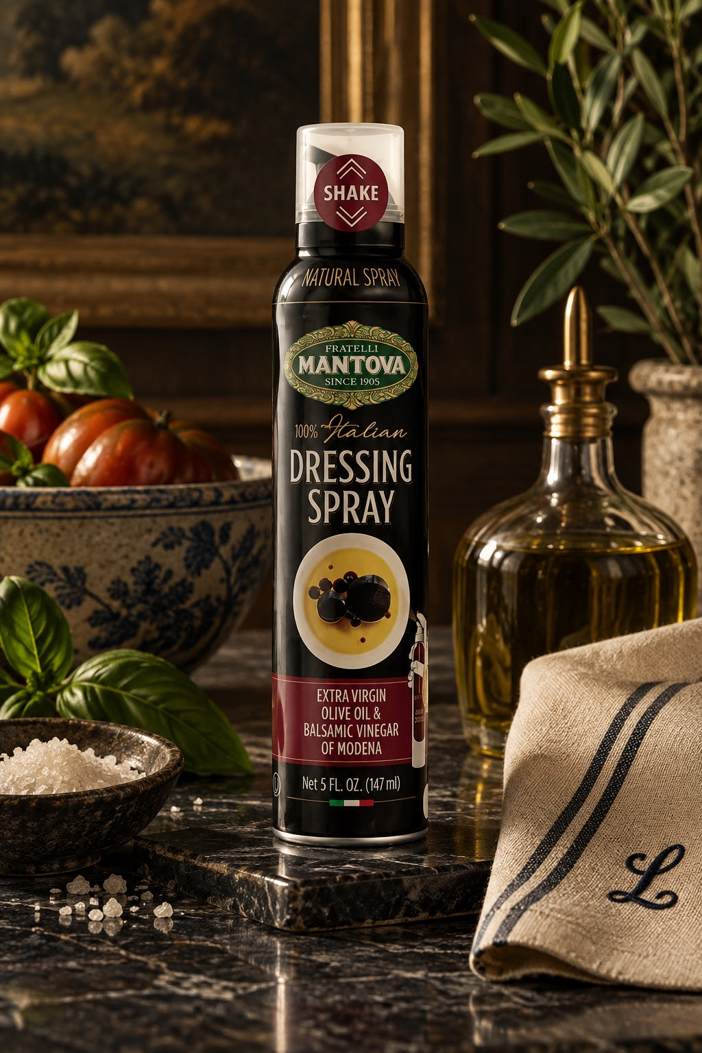 Mantova Italian Dressing Spray with extra virgin olive oil and balsamic vinegar of Modena