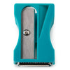 Monkey Business Karoto Julienne vegetable sharpener in teal with stainless steel blades, front view