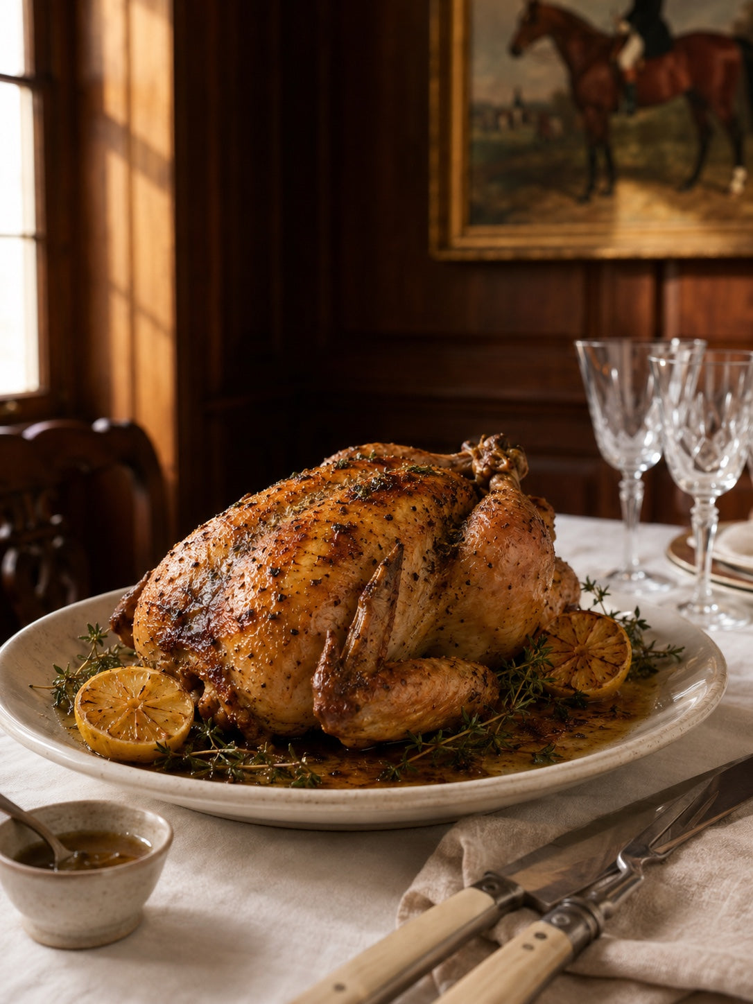 Lemon-Thyme Roast Chicken with Dijon Pan Juices